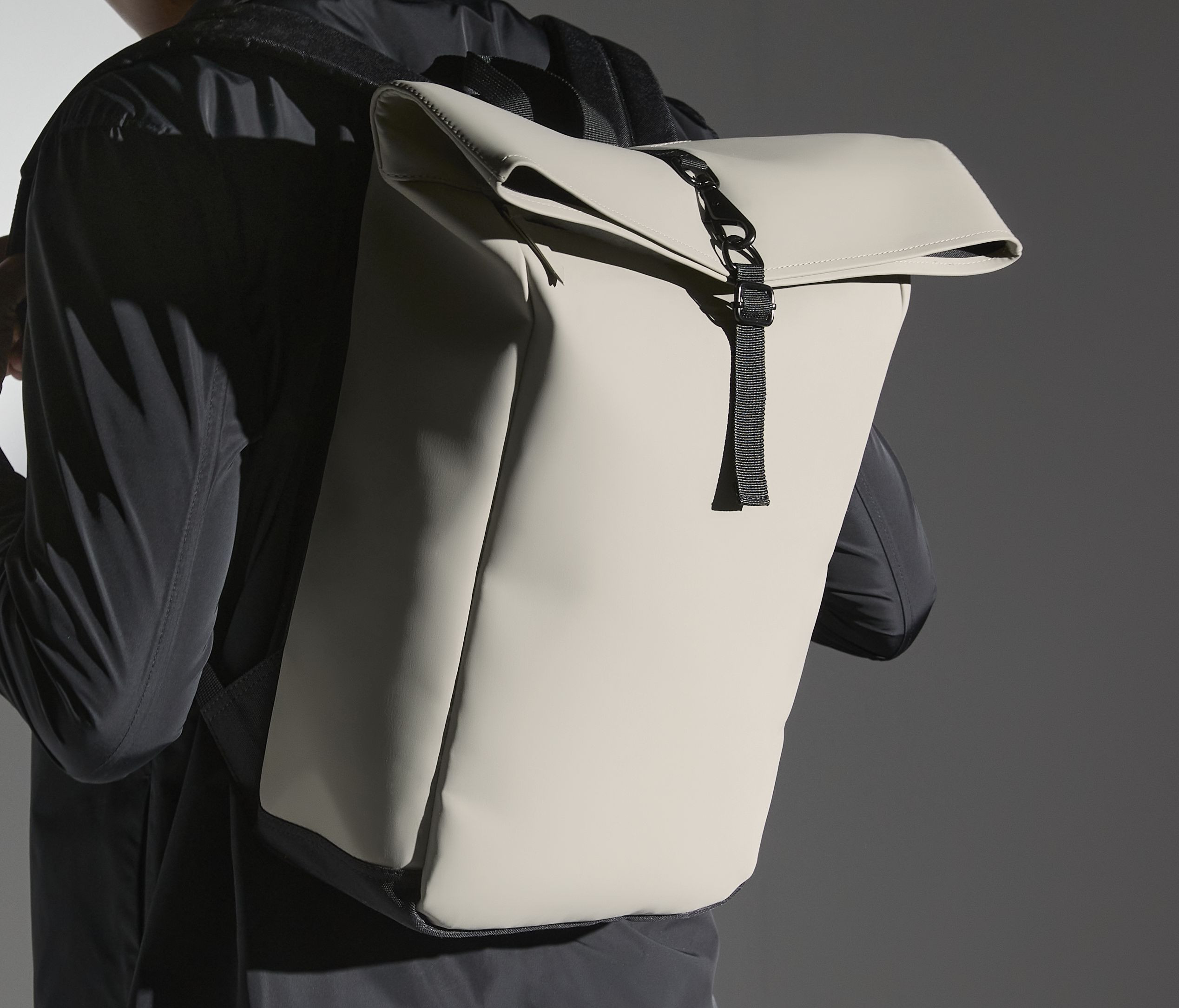 MATTE PU ROLL-TOP BACKPACK